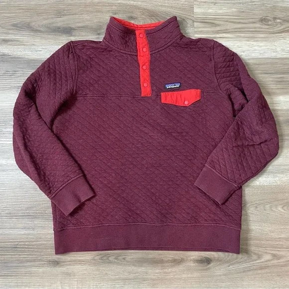 Patagonia Cotton Quilt Snap-T Pullover Size Large sweater Plum - Picture 2 of 6